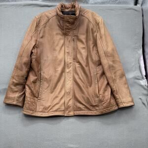 Wilsons Leather Jacket Mens 2XL Brown Bomber Zip Up Pockets Classic Outerwear